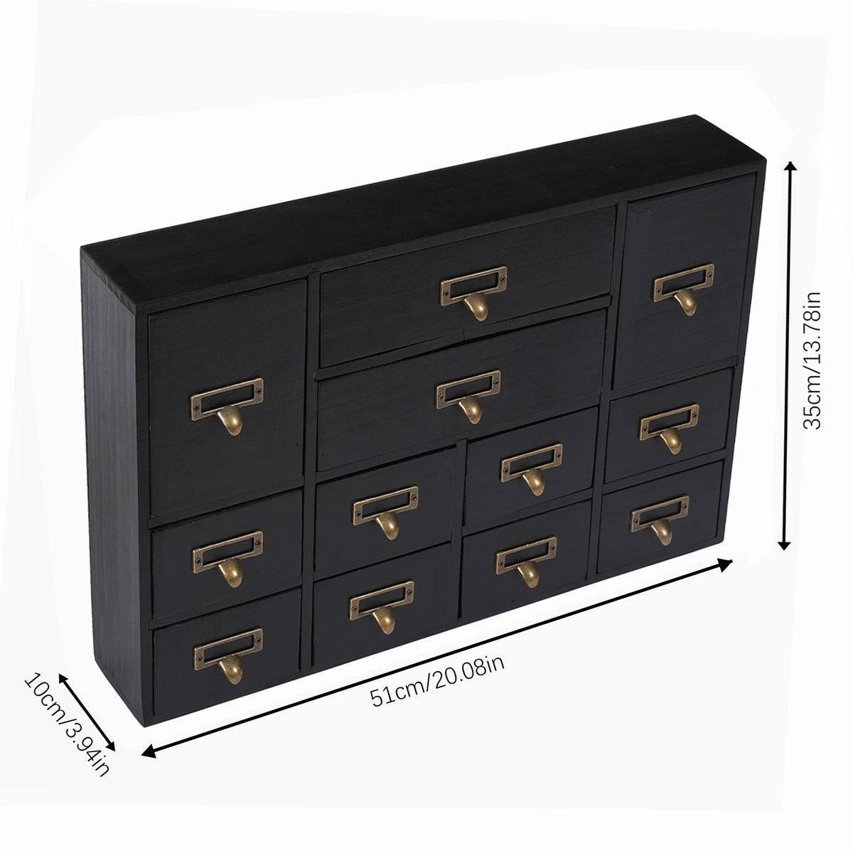 Desktop Drawer Organizer 12 Drawers, Wooden Desk Storage Box with Label Slots, Multipurpose Countertop Small Parts Cabinet, Office Craft Jewelry Art Supplies Home Counter Cosmetics Dock, No Assembly Needed, Brown/Black/Pink/B