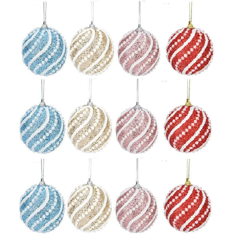 12PCS Christmas Ball Nordic Creativity Christmas Ornament Pendant Foam Balls Wedding Hanging Ball Decoration Supplies Xmas