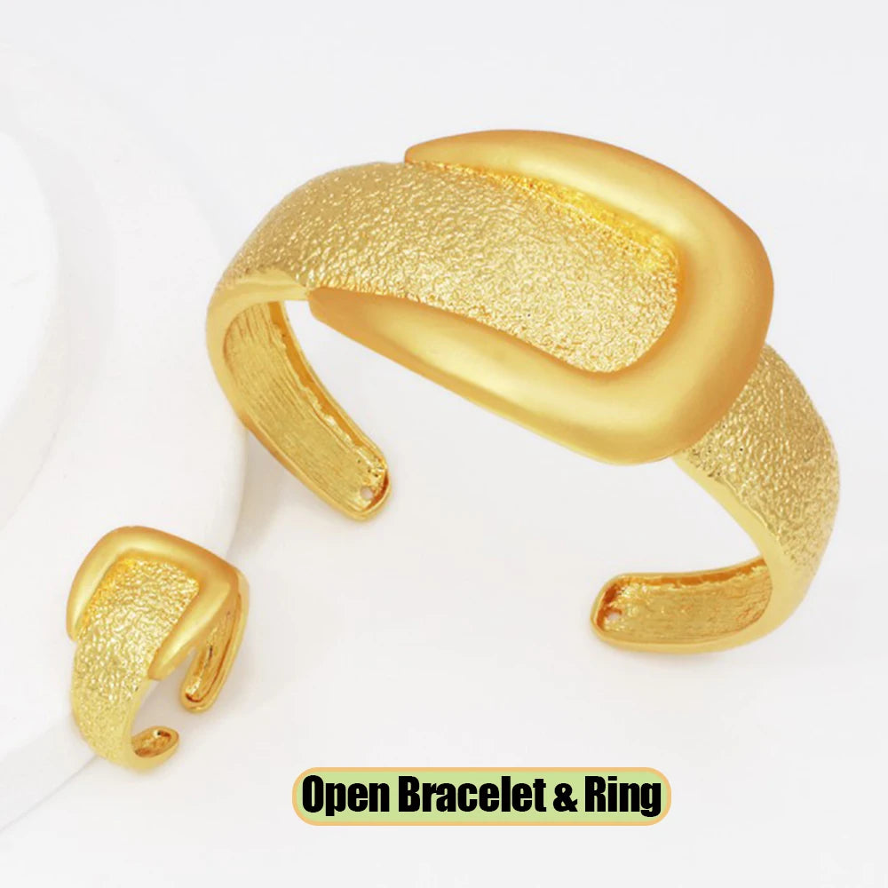 GZJPEI 4 Pcs/set Fashion Women Jewelry Set Hight Quality 18K Gold Plated Bamboo Joint Design Jewelry Lady Birthday Gift