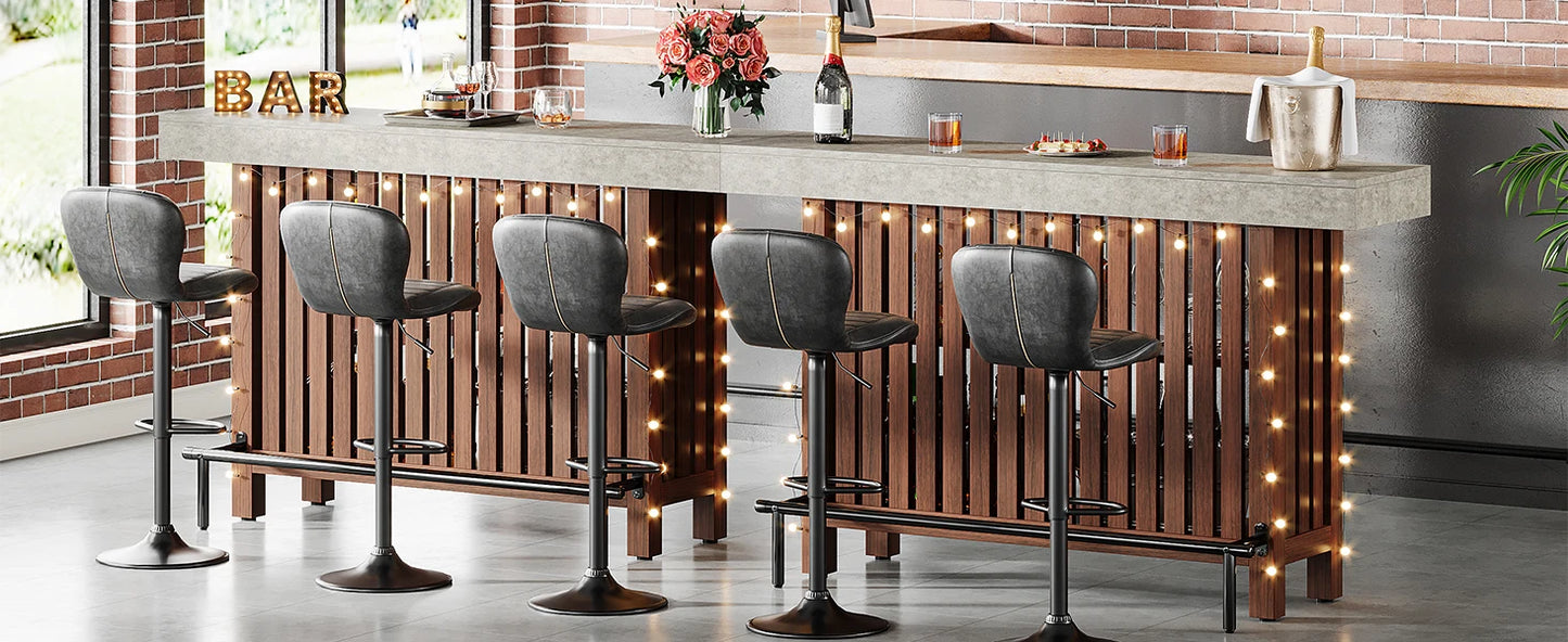 LITTLE TREE 63-Inch Large Home Bar Unit,2-Tier Kitchen Island Mini Bar Height Pub Table with Footrest, Modern Coffee Bar Cabinet