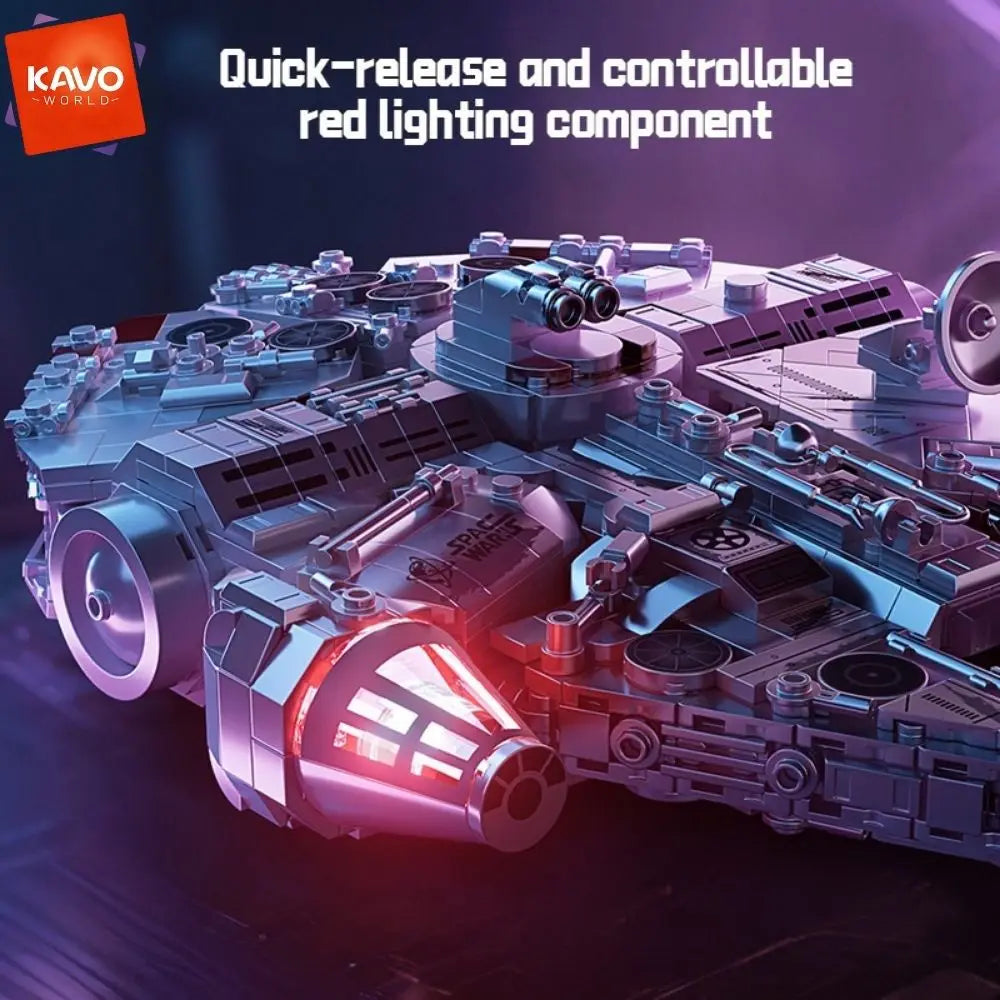 KAVOWORLD 1361PCS Galaxy Interstellar Cruiser Building Blocks Set with LED Light DIY Collectible Model Kit for Fans Holiday Gift
