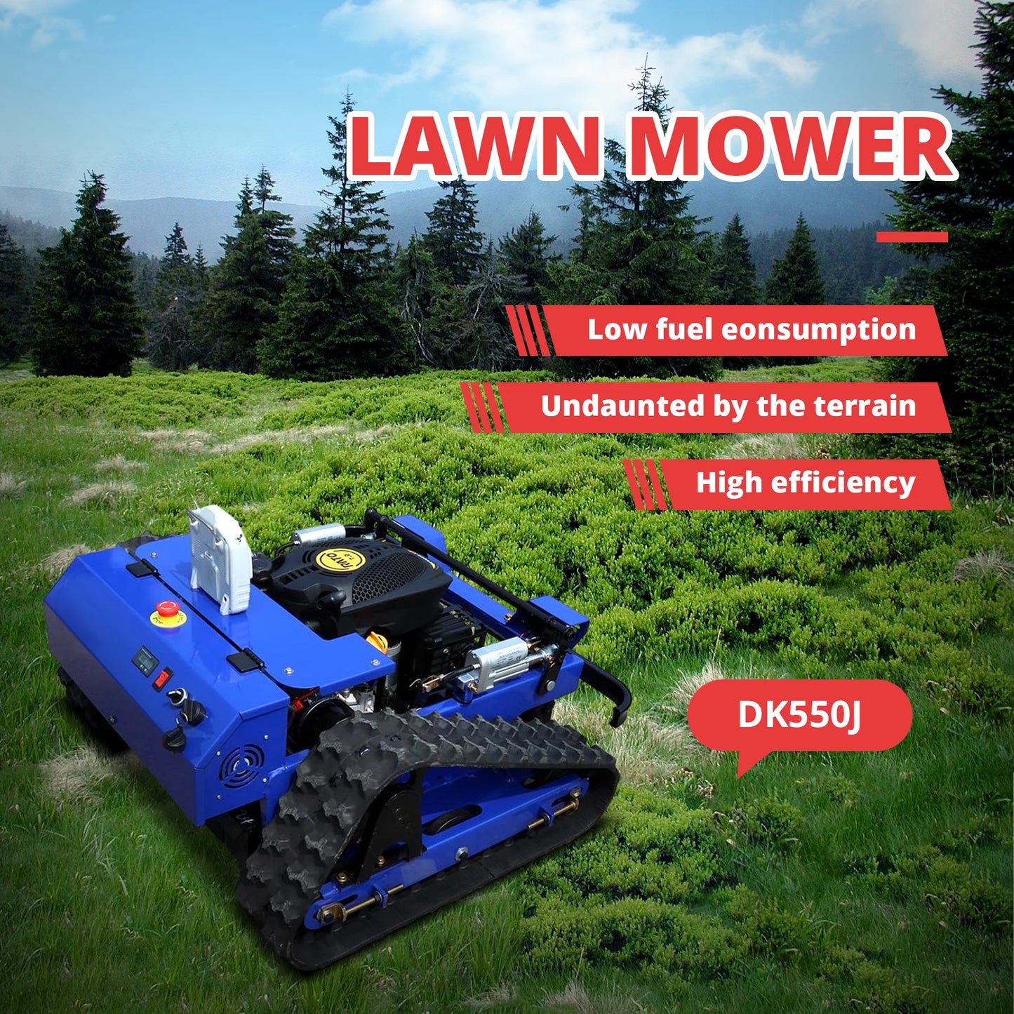 R550 Smart Remote Lawn Mower 170KG Heavy Machine 45° Climb Long Runtime CE Certified US Stock Free Delivery