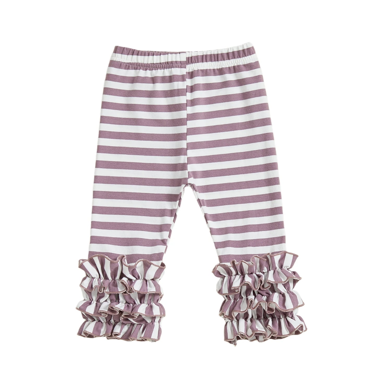 Toddler Girls Striped Leggings Elastic Waist Frills  Fit Fall Long Trousers for Casual Daily