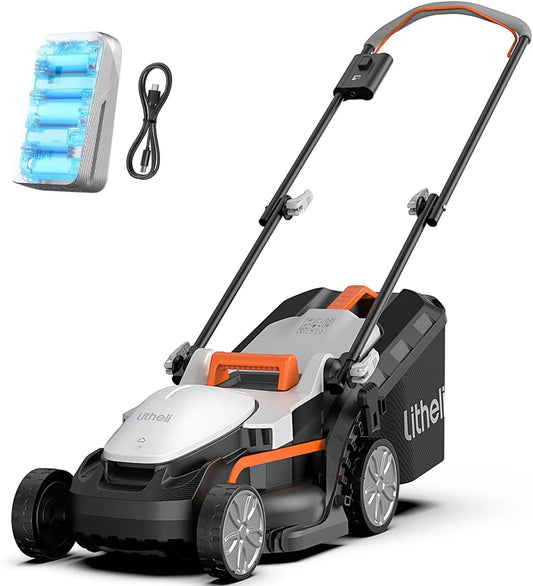 Cordless Lawn Mower 13 Inch, U20 Handy+ 20V Electric Lawn Mowers for Garden, Yard and Farm, 5 Heights Adjustment, Light Weight,4