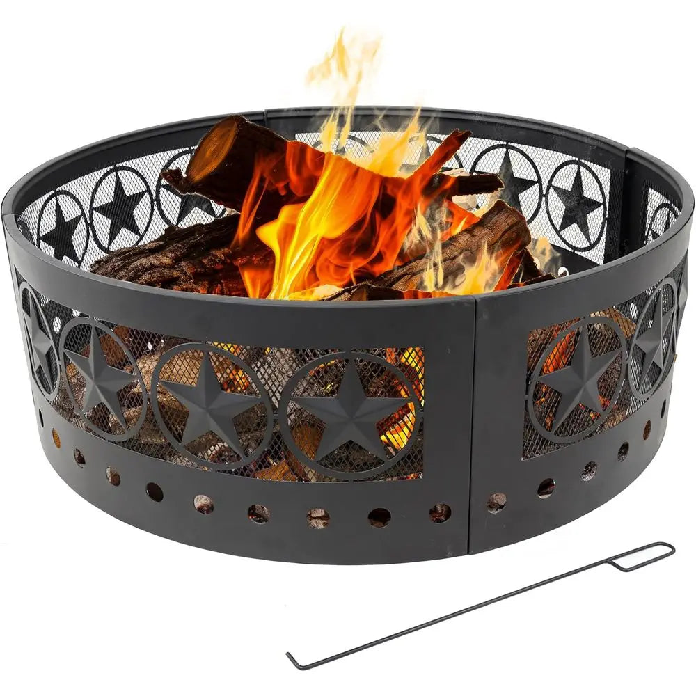 36 Heavy-Duty Steel Fire Pit Ring - Round, 12 High, for Outdoor & Camping Use