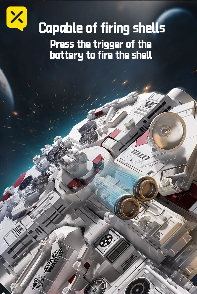 KAVOWORLD 1361PCS Galaxy Interstellar Cruiser Building Blocks Set with LED Light DIY Collectible Model Kit for Fans Holiday Gift