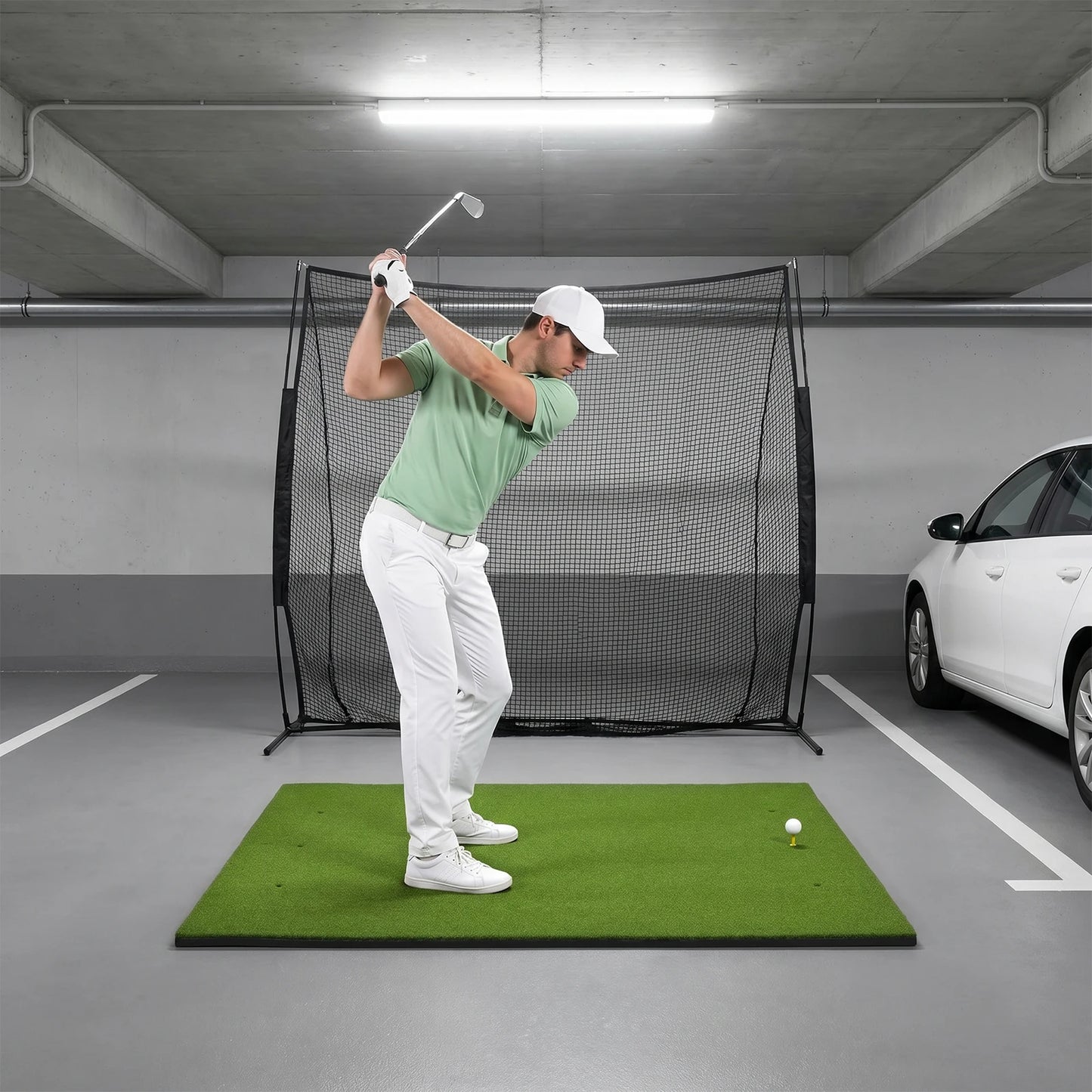 Heavy Duty Golf Hitting Mat 5x4 FT Large Practice Area Commercial Grade Synthetic Turf Training Aid Shock Absorption Non Slip Backing for Indoor Outdoor Driving Range Simulator Backyard Garage with Balls and Tees