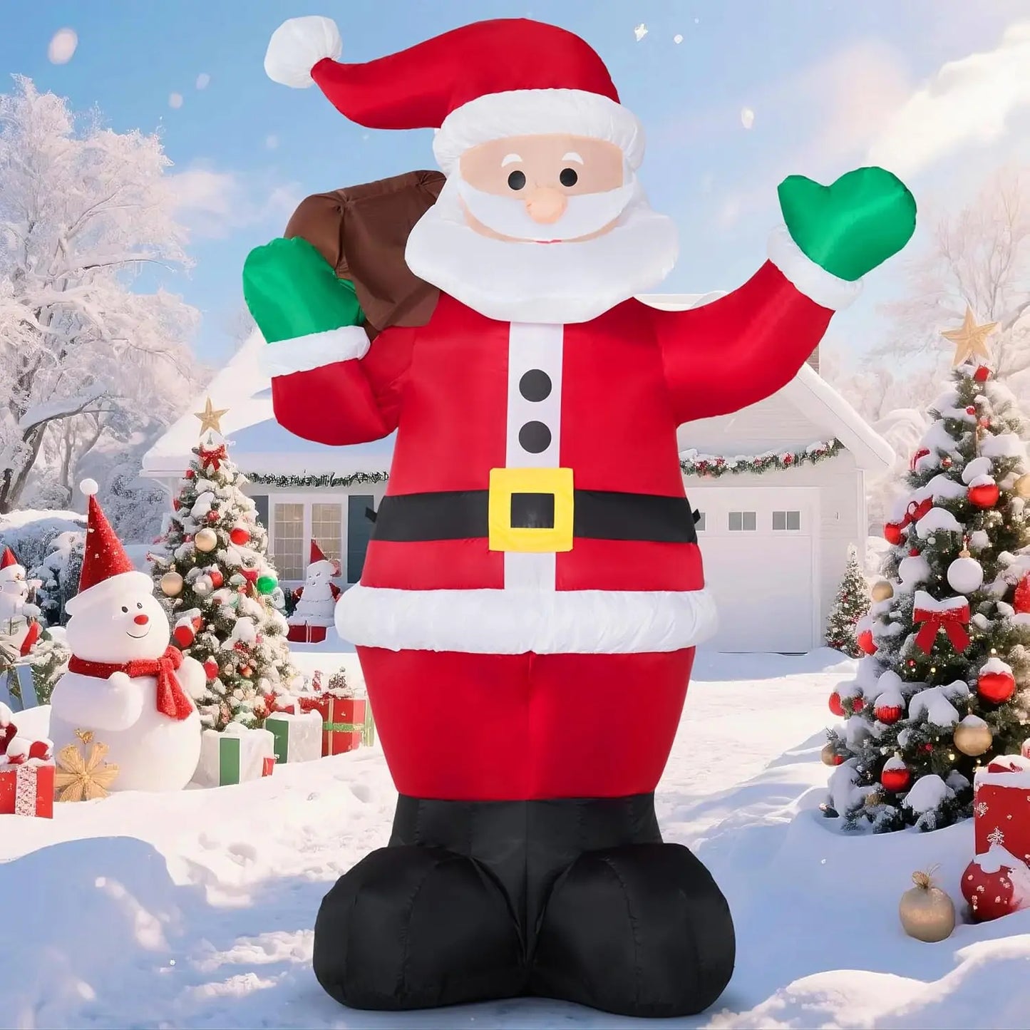 JOYFY 6 FT Christmas Inflatable Santa with Gift Bag Xmas Inflatable Decorations for Christmas Yard Outdoor Winter Decorations