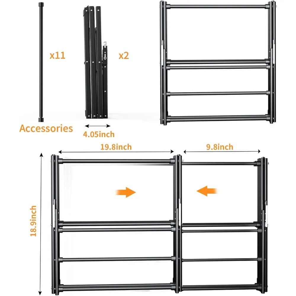 Foldable 3 Tier Metal Laundry Drying Rack Space Saving Indoor Outdoor Collapsible Clothes Dryer