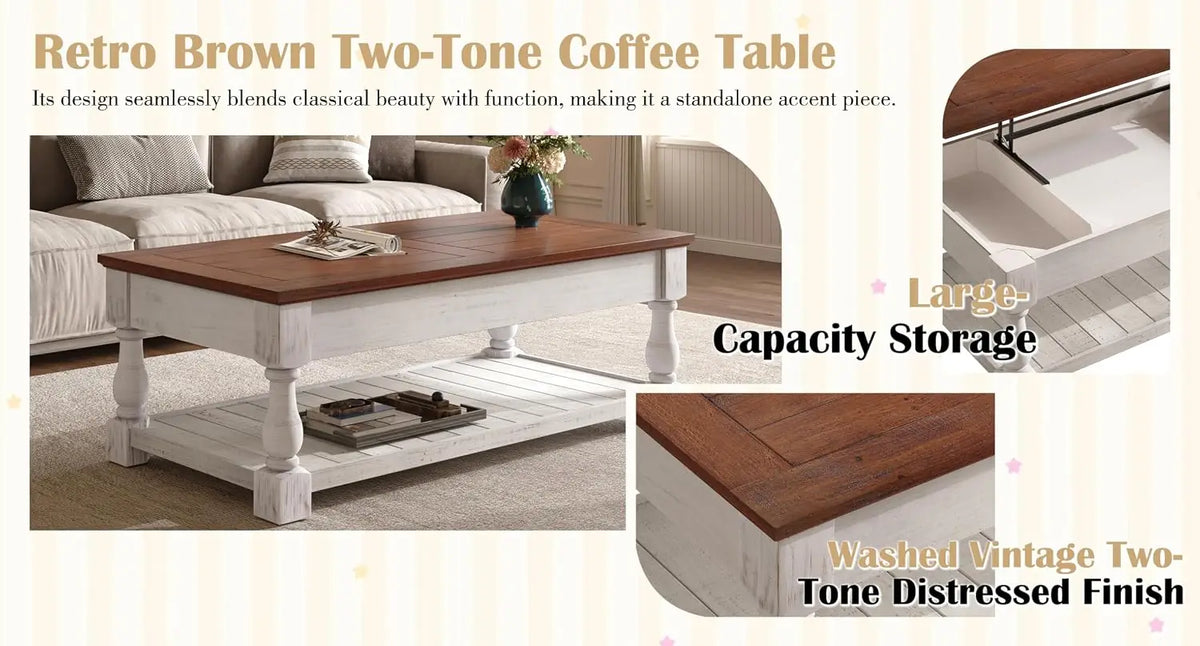 Lift Top Coffee Table With Hidden Storage Open Shelf Walnut Brown