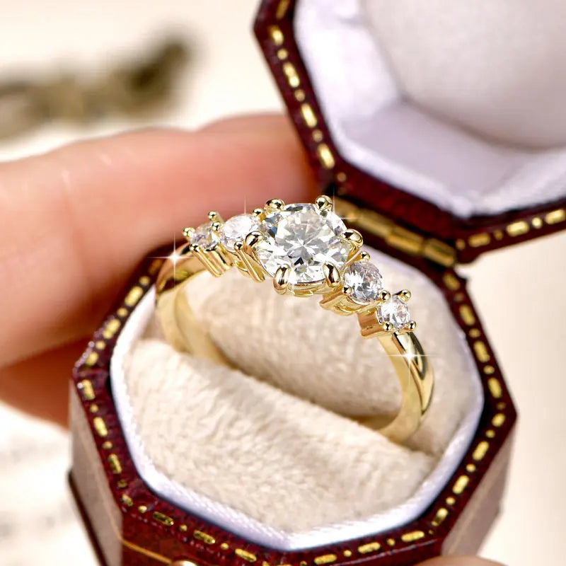 Oxtao 1 Carat Moissanite Engagement Ring 14K Gold Filled for Women