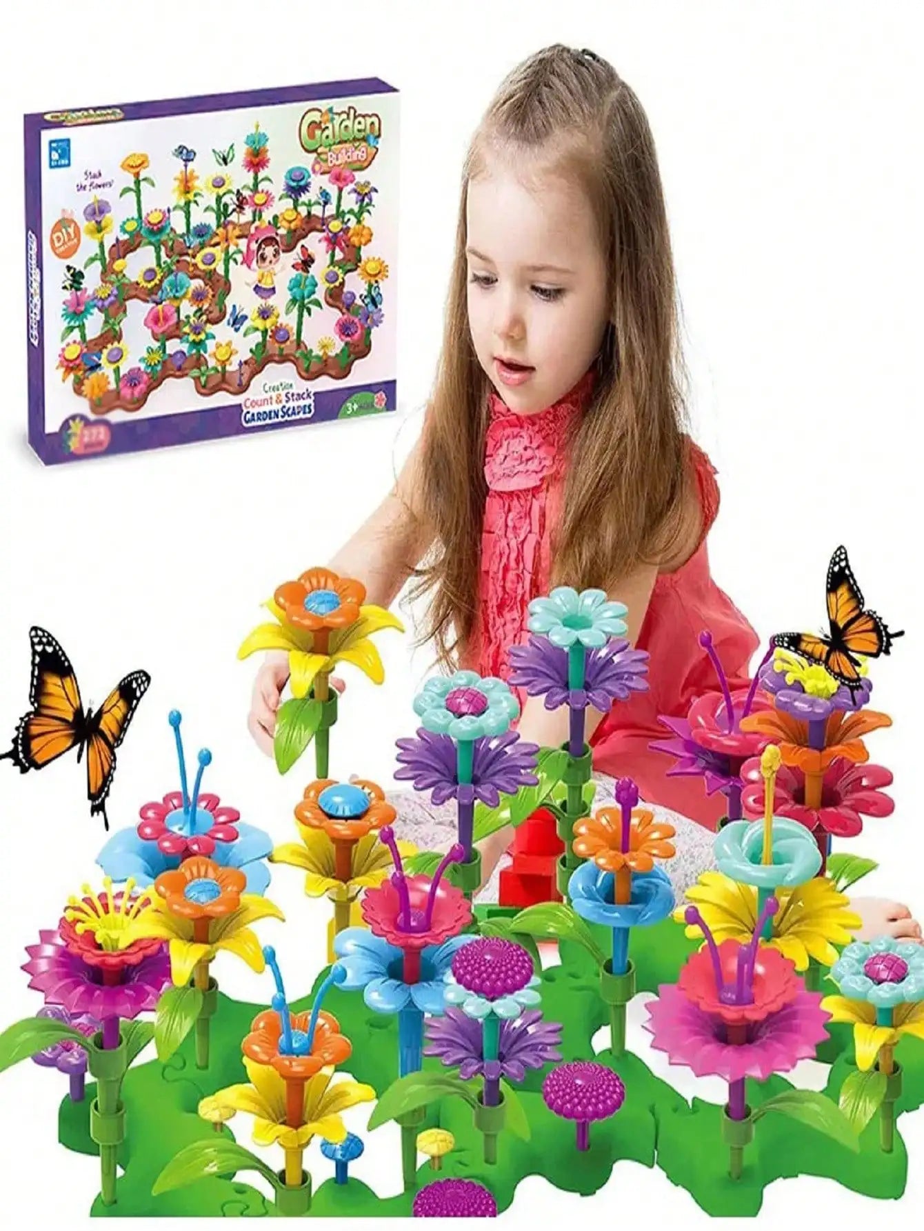 Children Garden Building Flower Toys Girls DIY Flower Garden Toys Building Blocks Kids Playset Creative Growing Floral Garden Parents-Child Interaction Developmental Educational Toys Room Decorati