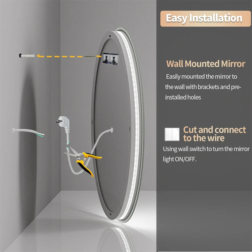 LUVODI 80CM LED Backlit Bathroom Mirror with Defogger and Touch Sensor