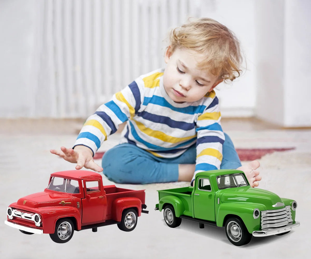 Little Green Toy Trucks for Kids Ages 2 3 4 5 6 7 8 Year Old Boys Girls, 1:32 Alloy Kids Car Toy Driveable, Car Door Can Open