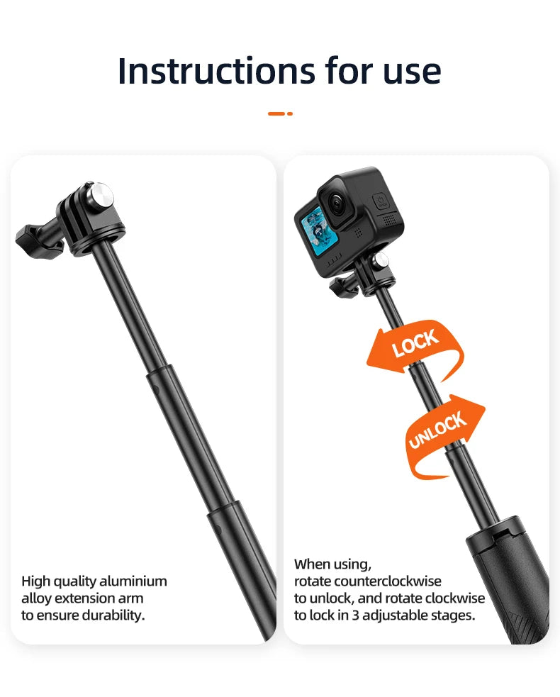 TELESIN 4 in 1 Selfie Stick Floating Hand Grip Tripod Waterproof Extendable Selfie Monopod for GoPro DJI OSMO Action Insta360