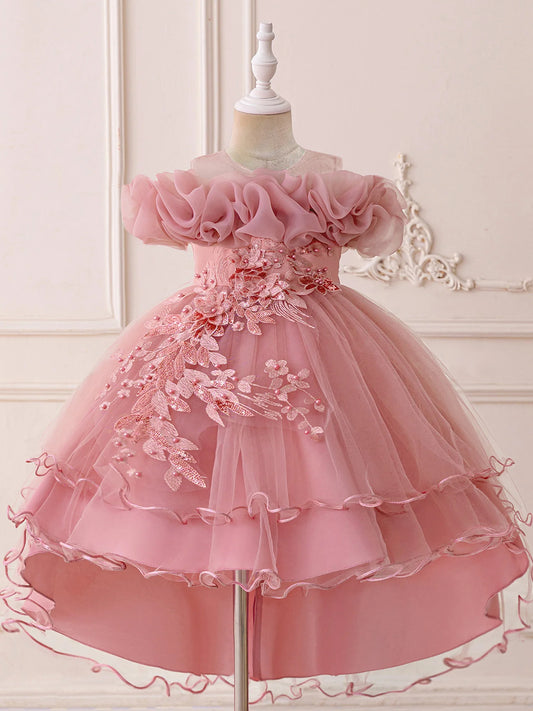 Stylish Toddler Girls Floral Print Sleeveless Ruffle Tulle Dress Perfect for Everyday Wear and Special Occasions