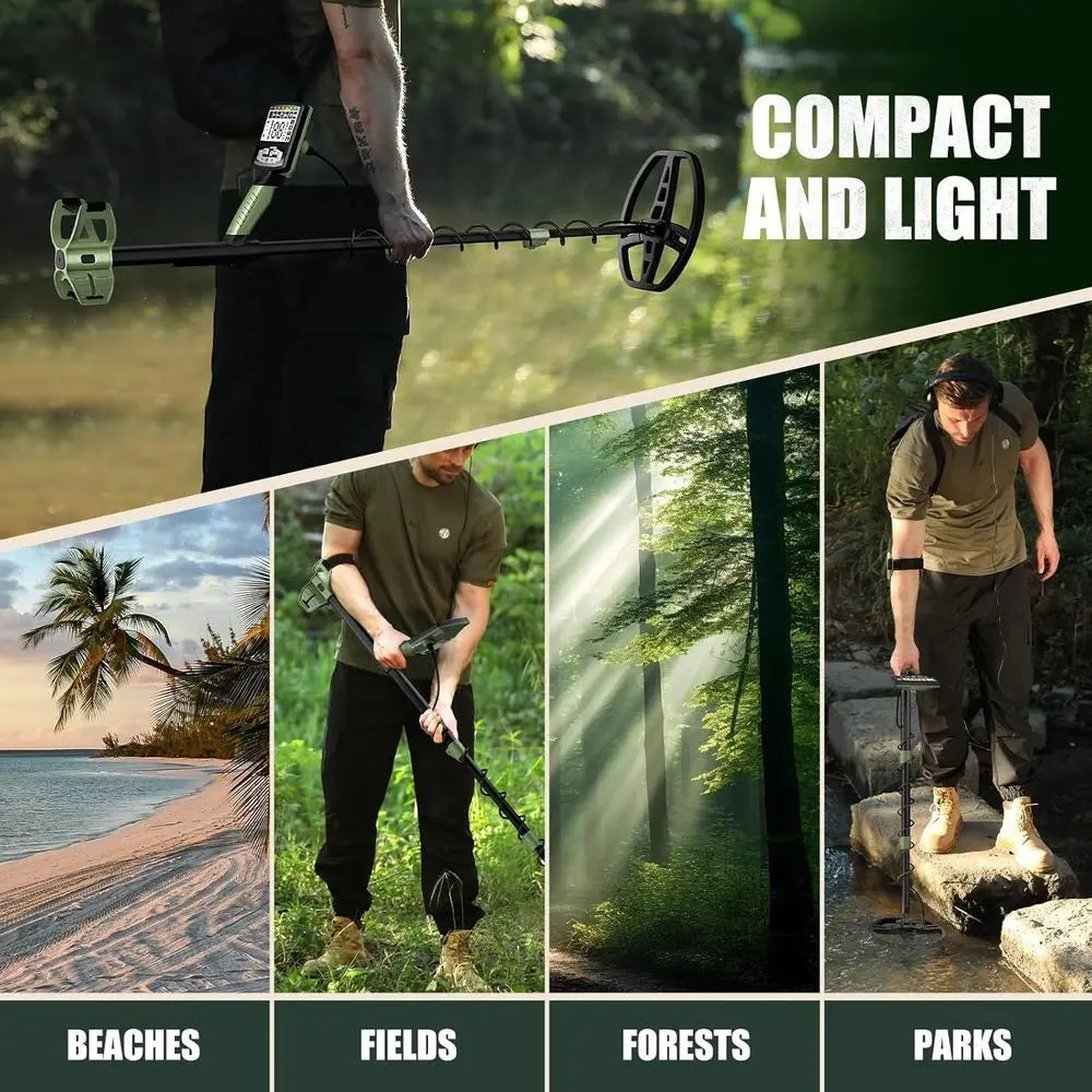 Professional Metal Detector for Adults,12" IP68 Waterproof Search Coil with LCD Backlight,5 Modes Gold Detector,Advanced DSP Chi