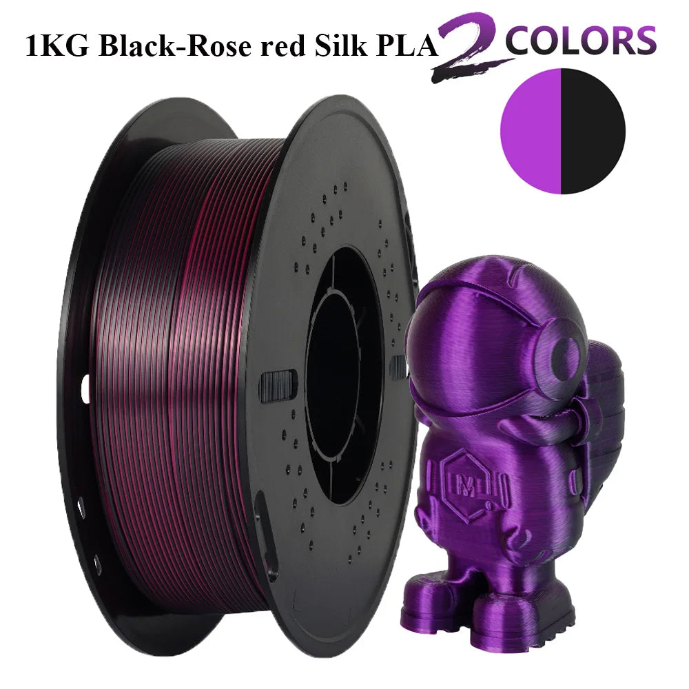 Multicolor Filament Bicolor Silk PLA 2Color for 3D Printing Plastic 3D Printer Materials 1.75mm Spool No Bubble High quailty