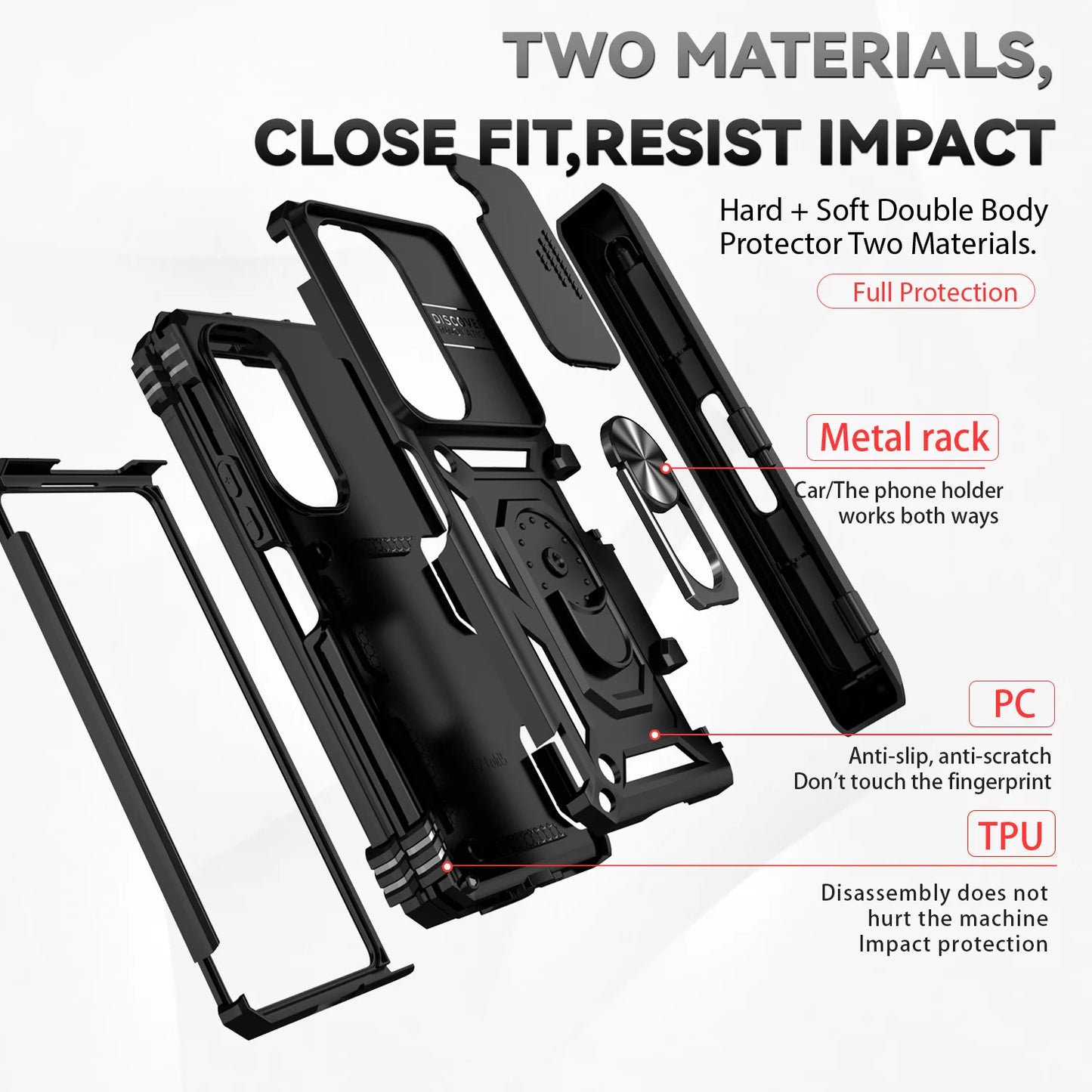 For Samsung Galaxy Z Fold 6 5 4 Phone Cases with Slide Lens Protective Cover Shockproof Camera Protector Case for Z Fold 6 5 4