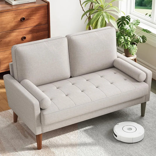 Loveseat Sofa with Throw Pillow, 48" Small Couches, Love Seat for Living Room, Bedroom, Easy Assembly, Living Room sofa