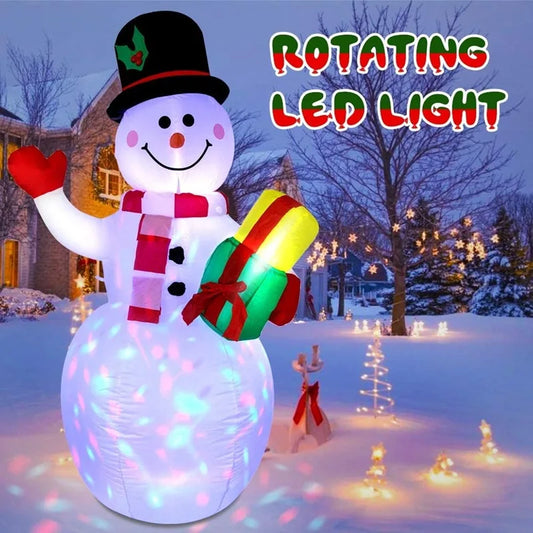 Christmas Inflatable Snowman with Illuminated Lights Decorative Inflatable Christmas Snowman Festive Atmosphere Colorful