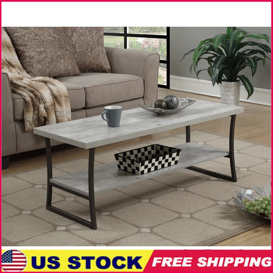 X-Calibur Coffee Table with Bottom Shelf Durable Metal Frame Quick Assembly Multiple Finishes Indoor Storage Display Home Decor