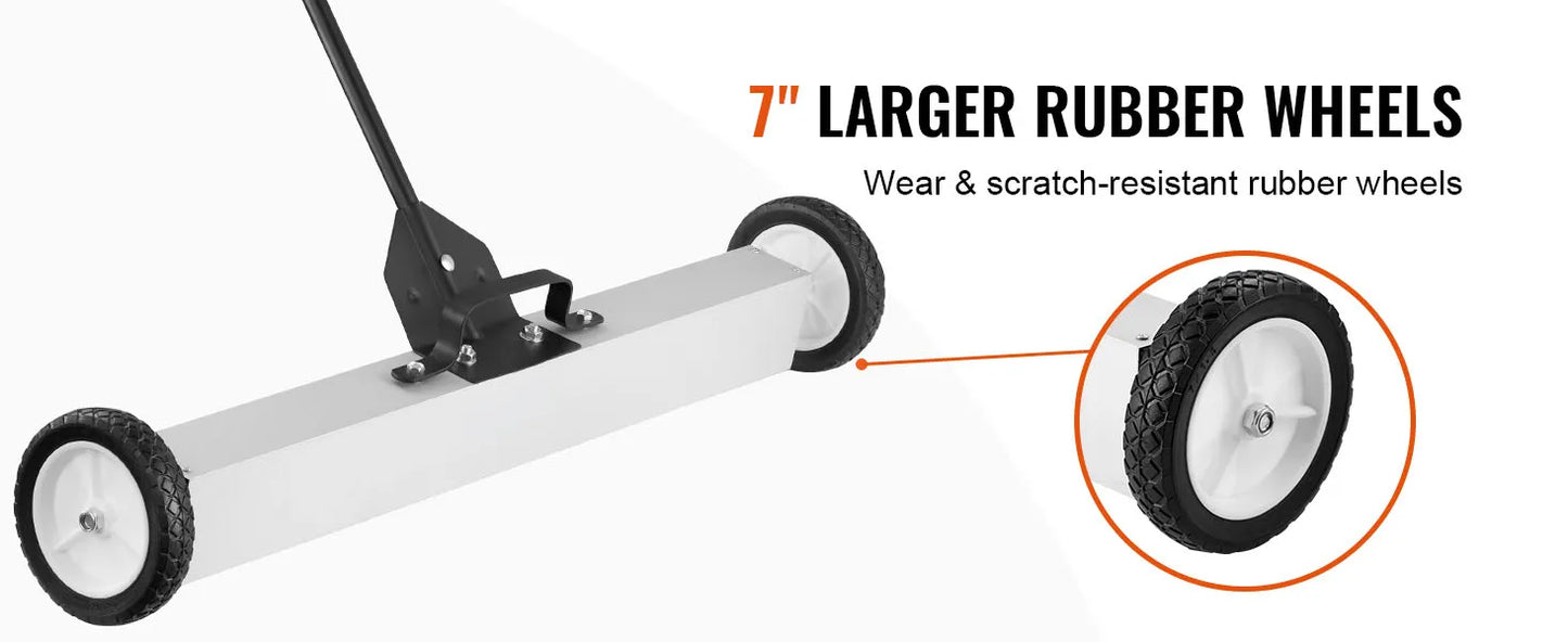 SucceBuy Rolling Magnetic Sweeper with Wheels Push-Type Magnetic Pick Up Sweeper Large Magnet Pickup Lawn Telescoping Sweeper