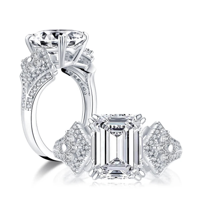 OXTAO Luxury Women Ring Real 925 Sterling Silver Zircon Engagement Ring Wedding Band Jewelry For Bridal Valentine's Day Gift