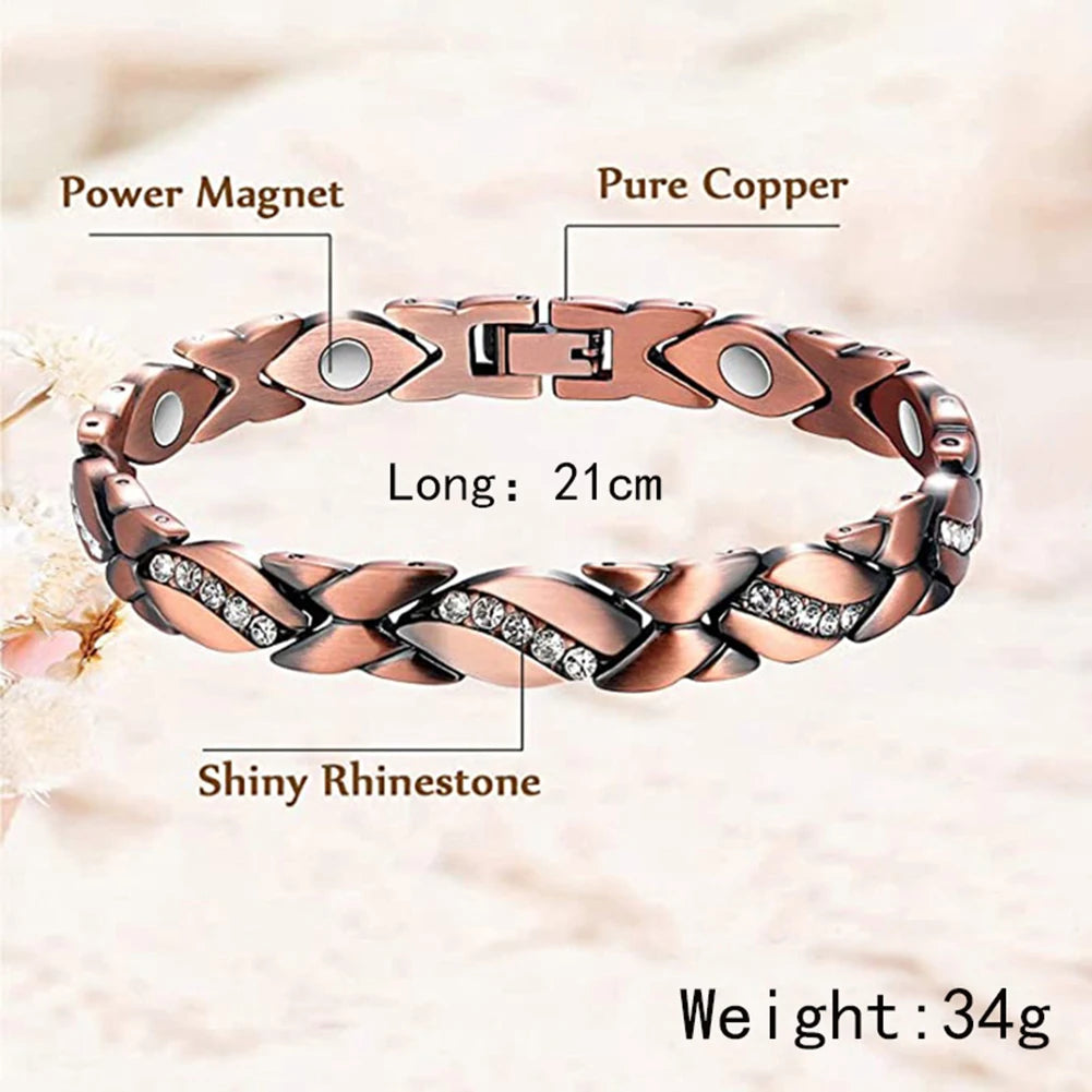 Leaves Magnetic Bracelet with 3500 Gauss Magnets Magnetic Therapy Bracelet Pure Copper for Women Men Jewelry Gift