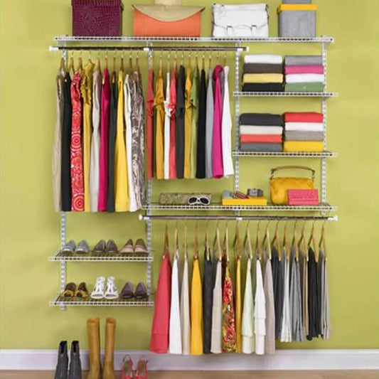 NEW-Configurations Deluxe Custom Closet Kit 3-6 Ft.Adjustable Metal Wire Shelving White Finish Expandable Organization System