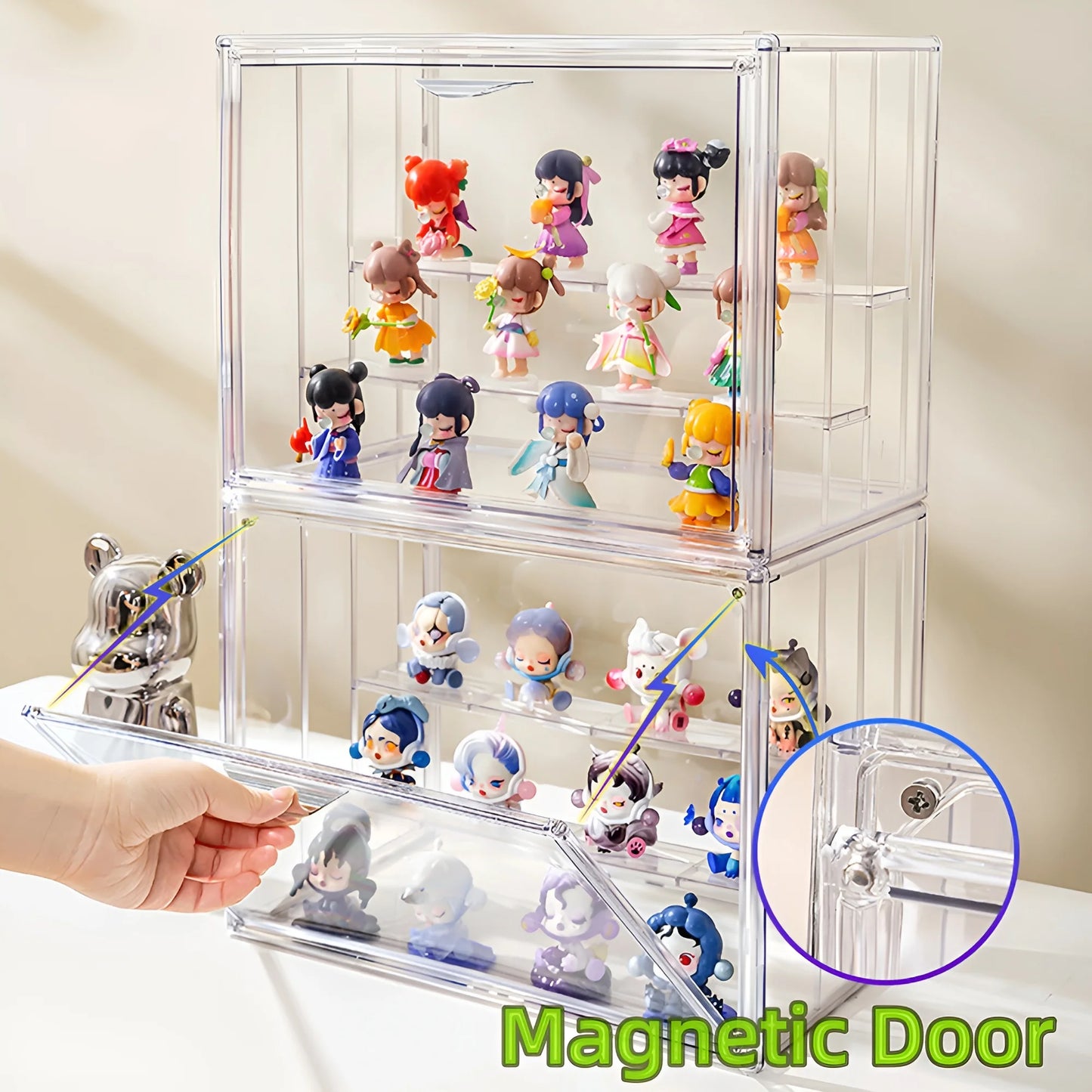 Clear Display Box Handbag Storage Showcase Rack Organizer Stackable for Purse Makeup Collectible Cosmetic Figure Toy Blind Box