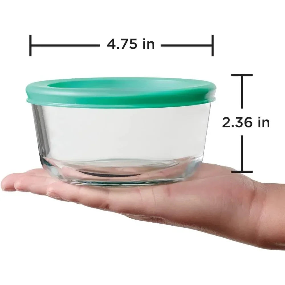 2 cups glass storage containers with LIDS, set of 4 glass food storage containers with mint comfort LIDS