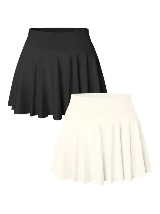Solid Color High-Waist Tennis Skirt Shorts for Women's Gym Sportswear Pocket Leggings Sport Fitness Running Short Skirt