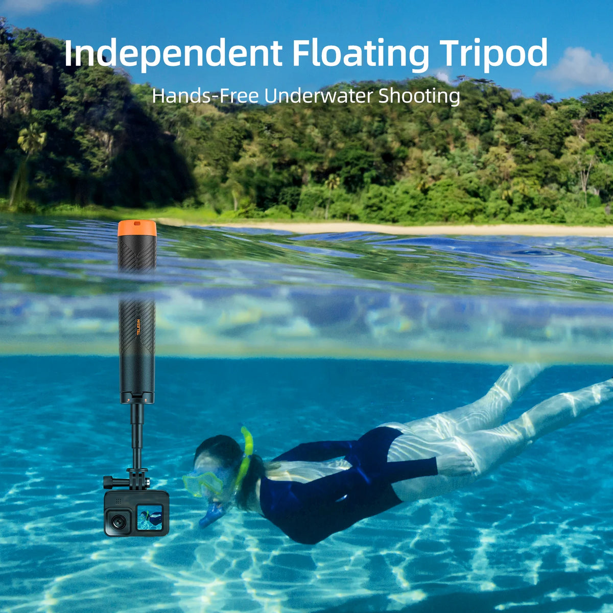 TELESIN 4 in 1 Selfie Stick Floating Hand Grip Tripod Waterproof Extendable Selfie Monopod for GoPro DJI OSMO Action Insta360