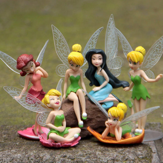 6pcs/set Anime Tinkerbell Fairy Tales Girls Tinker Bell PVC Action Figures Toys