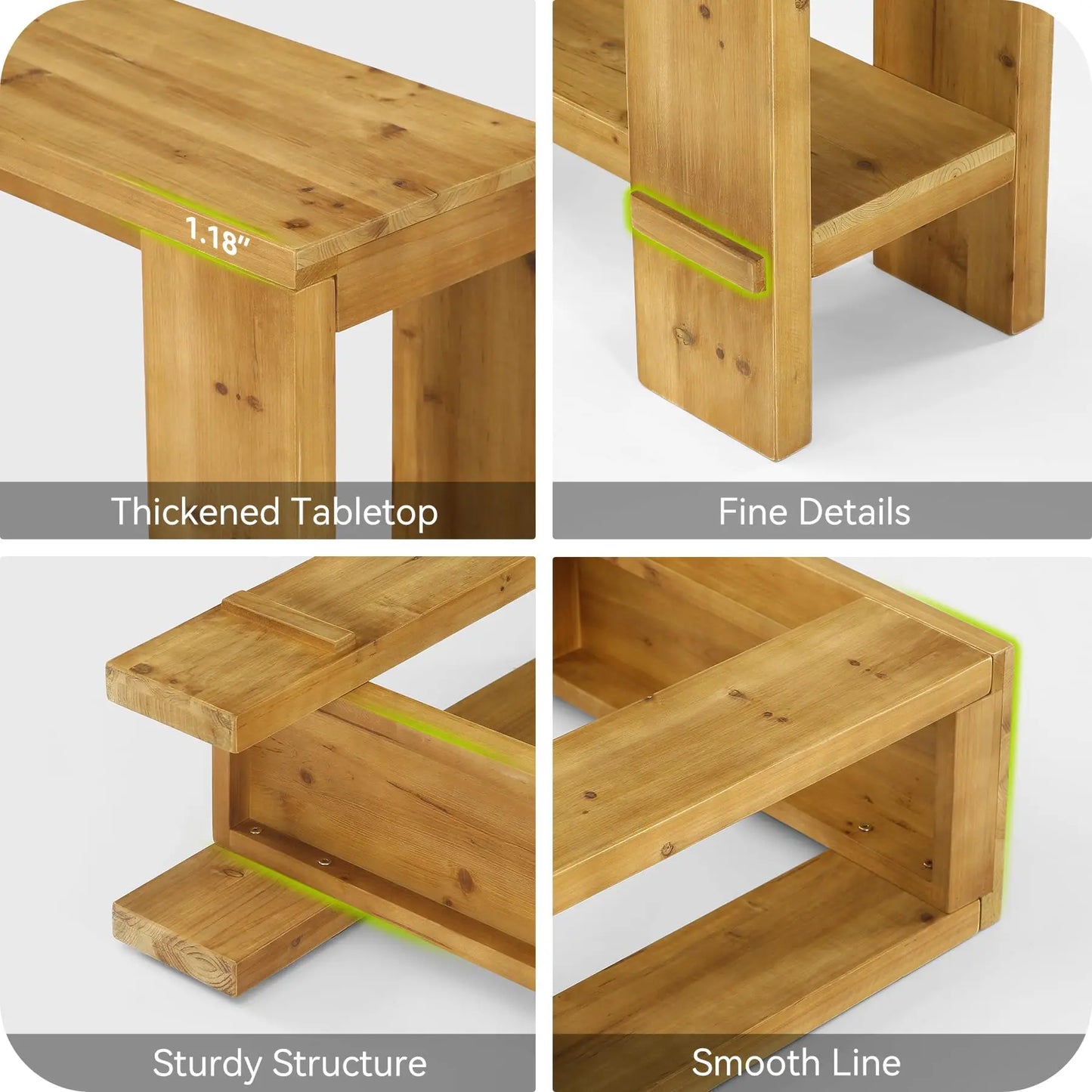 LITTLE TREE 70-Inch Solid Wood Console Table, Sofa Table for Behind Couch, 2-Tier Narrow Entryway Table for Living Room, Hallway