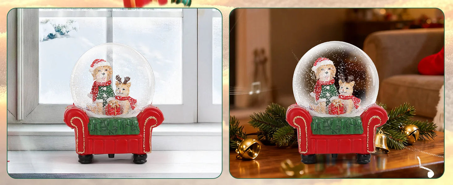 2025 Red Theme Christmas Decor With Snow Globe & Music - Perfect For Home Ambiance And Gifting