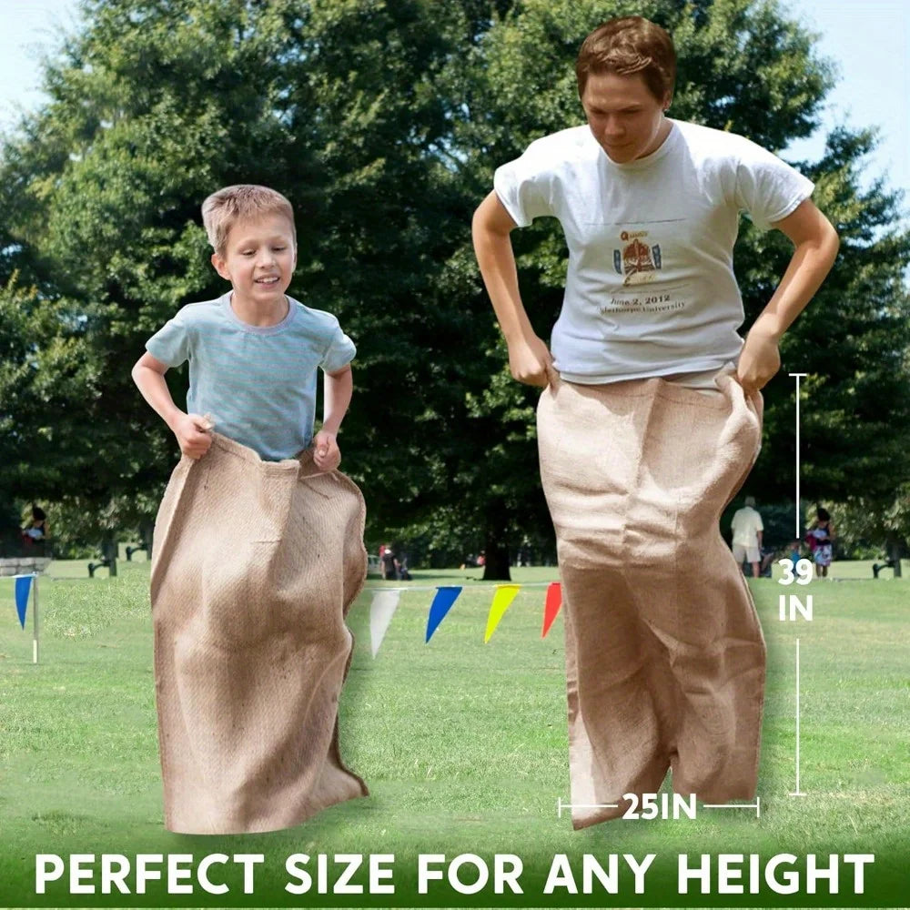 6 Pack Large Burlap Potato Sack Race Bags 39" x 25" Potato Sacks Racing Bags for Kids & Adults Family Reunion