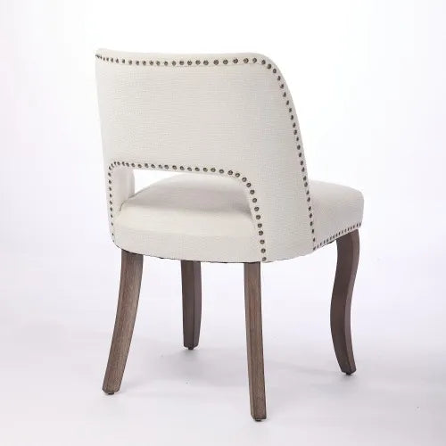 Wooden Dining Chairs Set of 2, Modern Fabric Upholstered Dining Room Chair Kitchen Chairs, Farmhouse Dinner Chair ,Beige