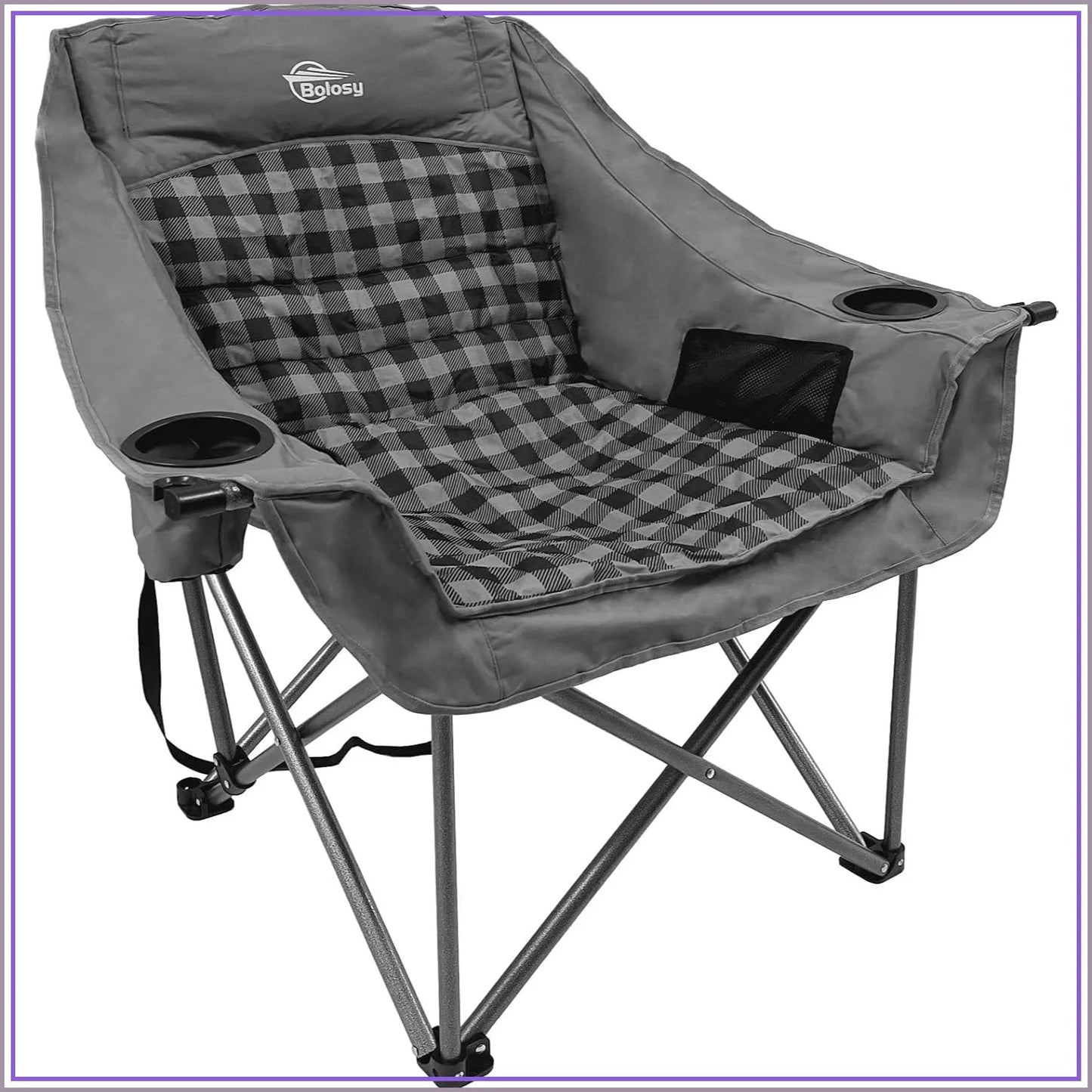 Oversized Camping Chairs for Adults Heavy Duty Padded Portable Lawn Chairs Outdoor Folding Chairs XL with Cup Holder, Supports 500 lbs