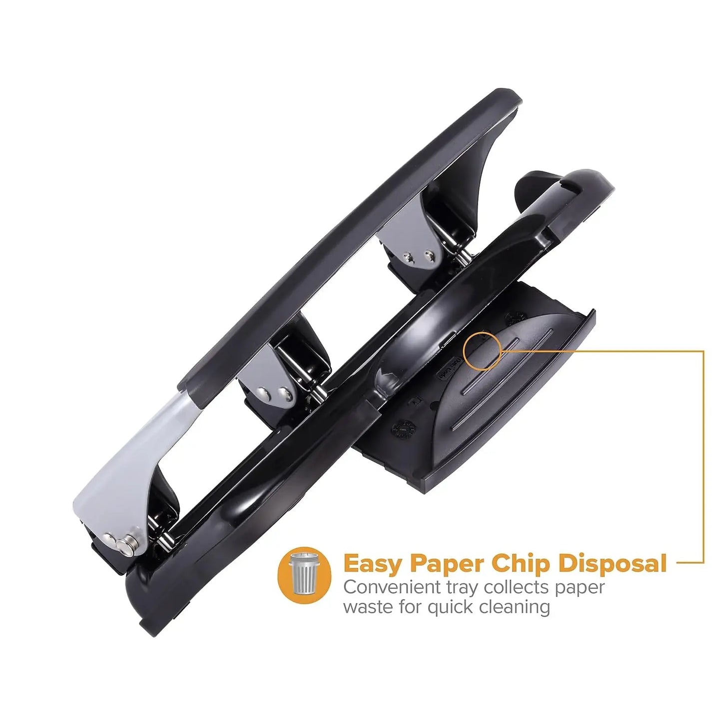 Heavy Duty 3-Hole Punch, 40-Sheet Capacity, One-Touch Reduced Force, Sleek Silver Design