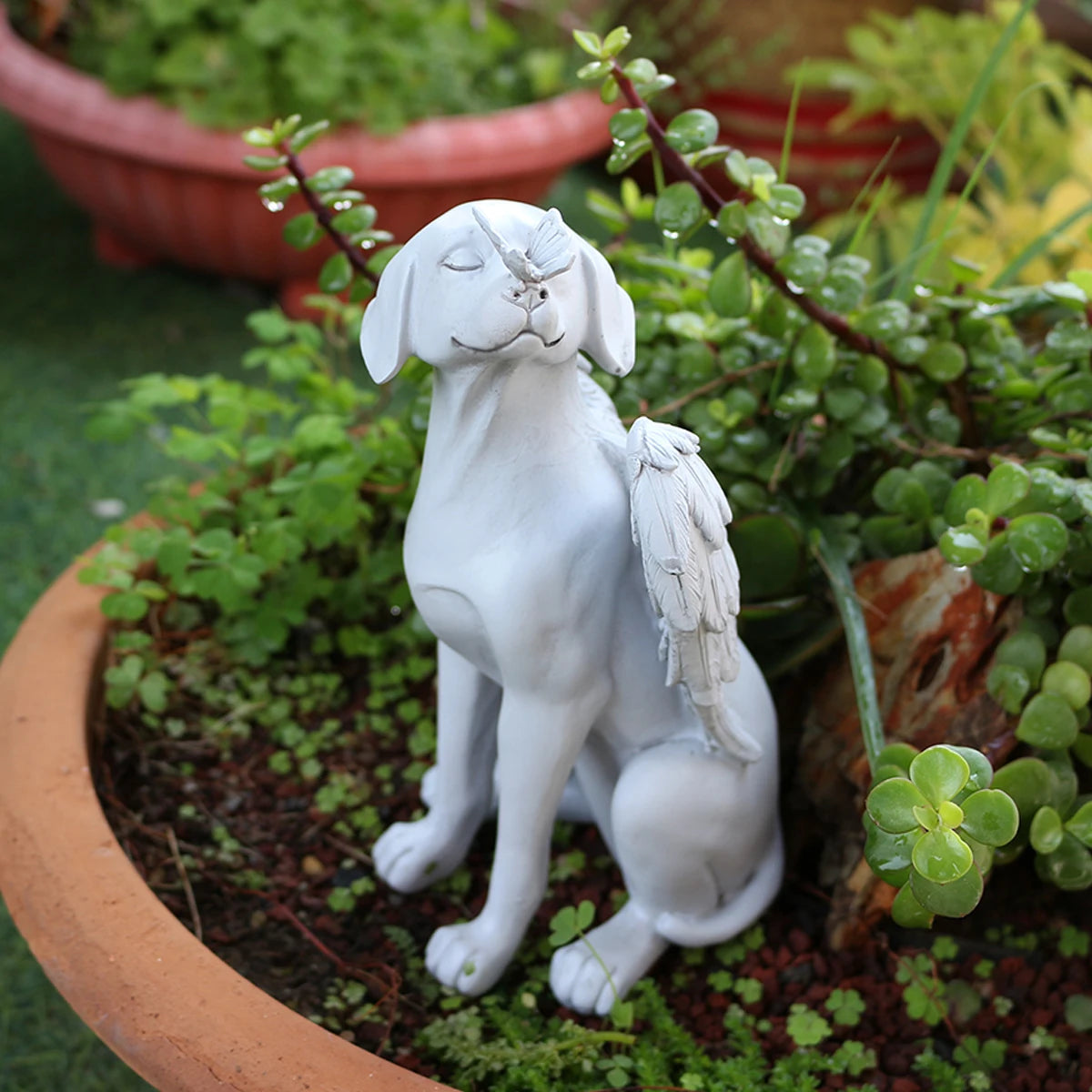 Resin Angel Dog, Dog Angel Pet Commemorative Tombstone Tribute Statue, Outdoor Garden Desktop Decoration, Gift for Dog Lovers