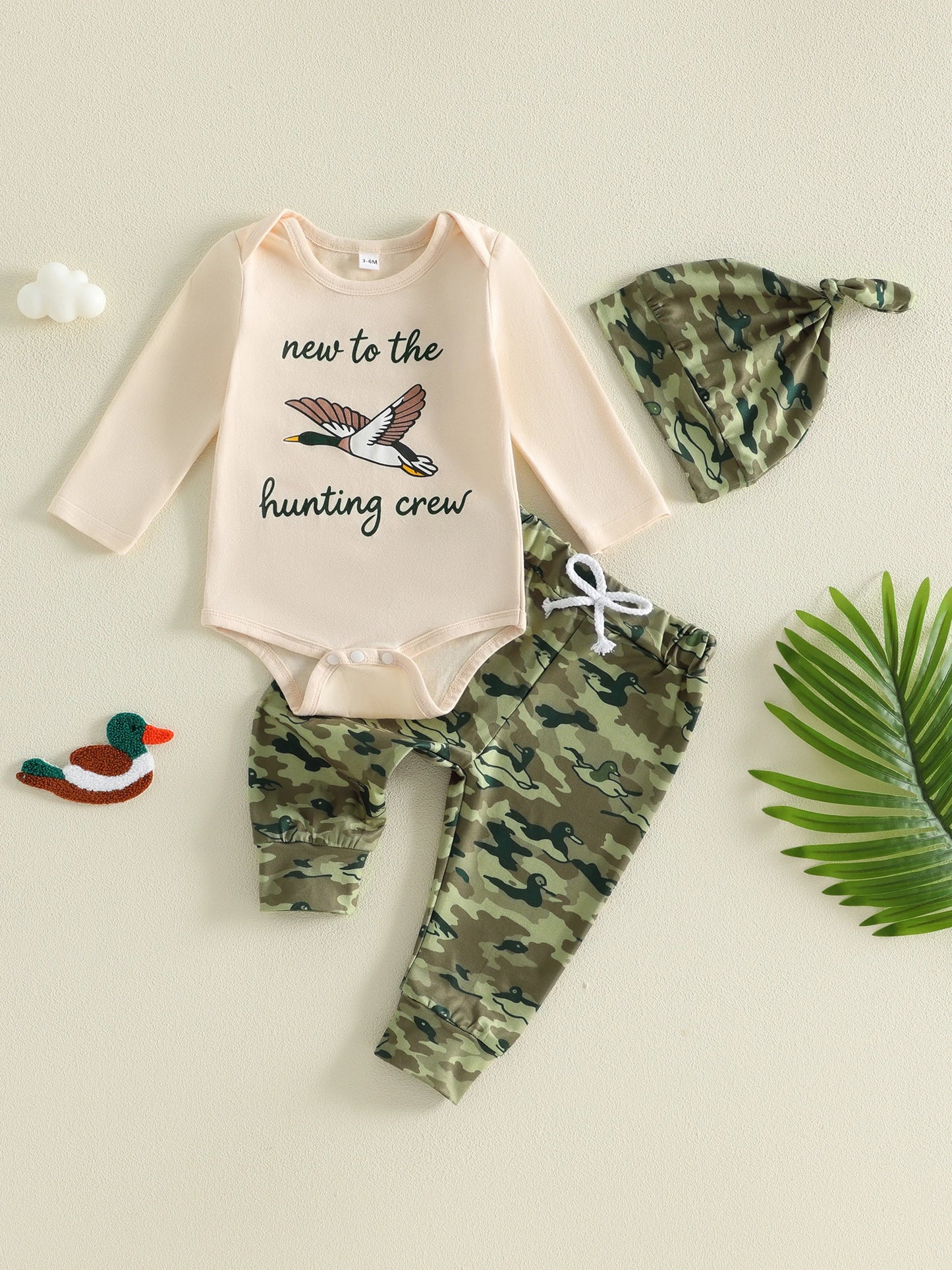 Outfits Long Sleeve Baby-Boys-3 Pcs Camo Print Baby Boys Hat Newborn Clothes Set Hat Set Newborn Lightweight Outfits Long Sleeve