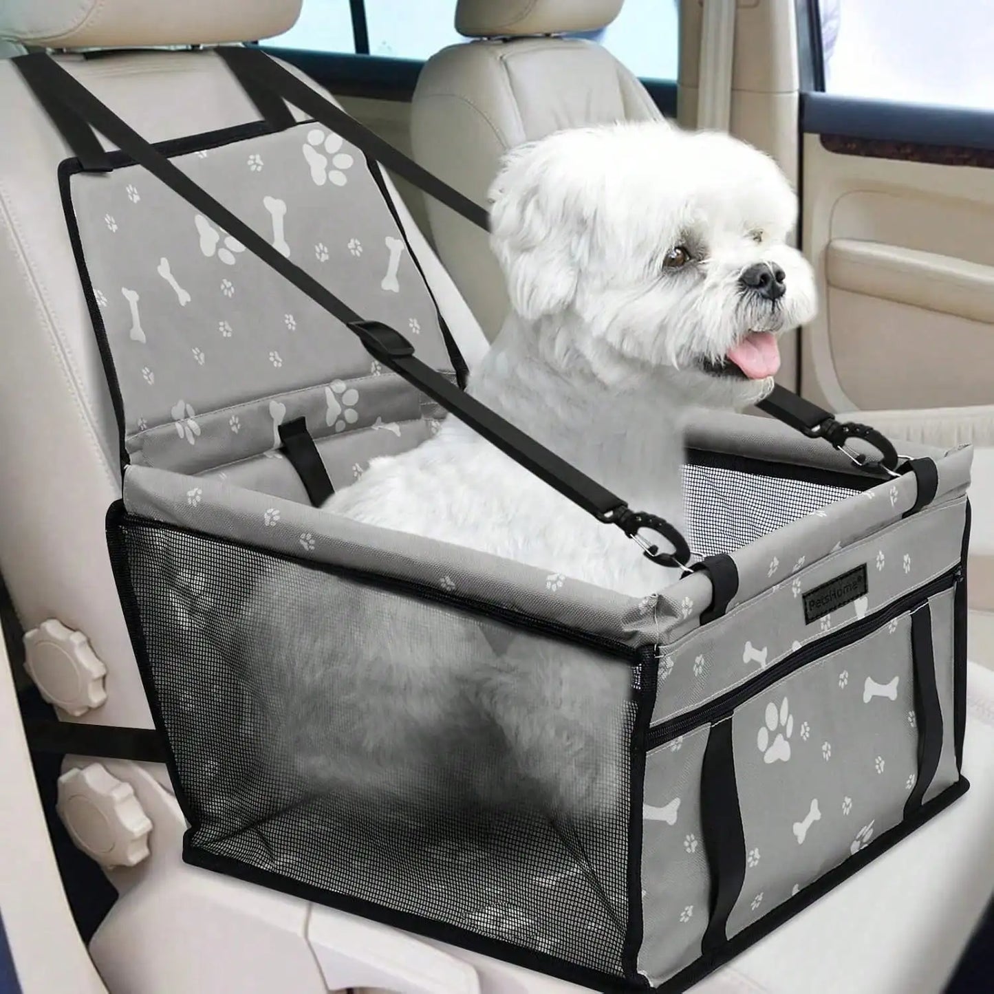 pet Car Seat Foldable Dog Car Booster Seat Waterproof Breathable Oxford Travel Bag for Small to Medium Dogs, Puppies