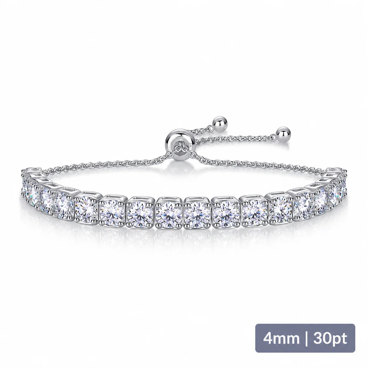 S925 Silver Moissanite Tennis Bracelet 3mm 4mm 5mm Round Cut Adjustable Bolo Chain For Women Anniversary Gift Fine Jewelry