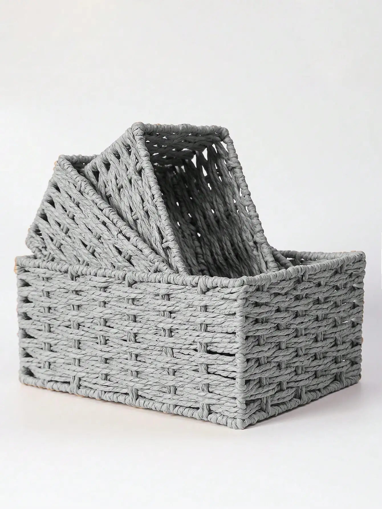 1pc/3pcs Desktop Storage Box, Handmade Rattan Woven Organizer Tray For Cosmetics, Keys, Snacks, Home Living Room, Bedroom, Study, Office, S/M/L Sizes Available,For Back To School