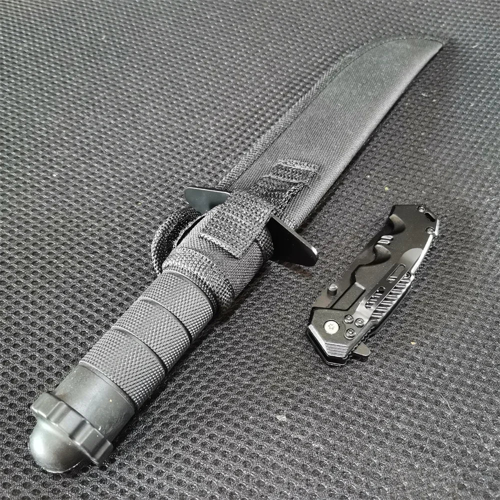 8Cr13MoV Dual Knife Set: Fixed and Folding Knives for Camping & EDC