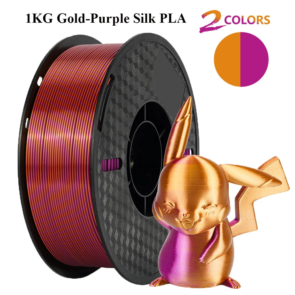 Multicolor Filament Bicolor Silk PLA 2Color for 3D Printing Plastic 3D Printer Materials 1.75mm Spool No Bubble High quailty