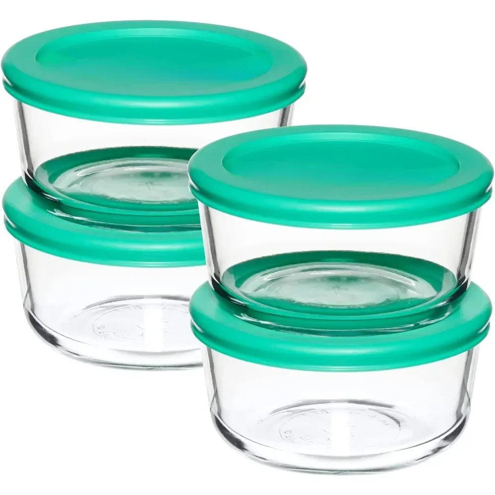 2 cups glass storage containers with LIDS, set of 4 glass food storage containers with mint comfort LIDS
