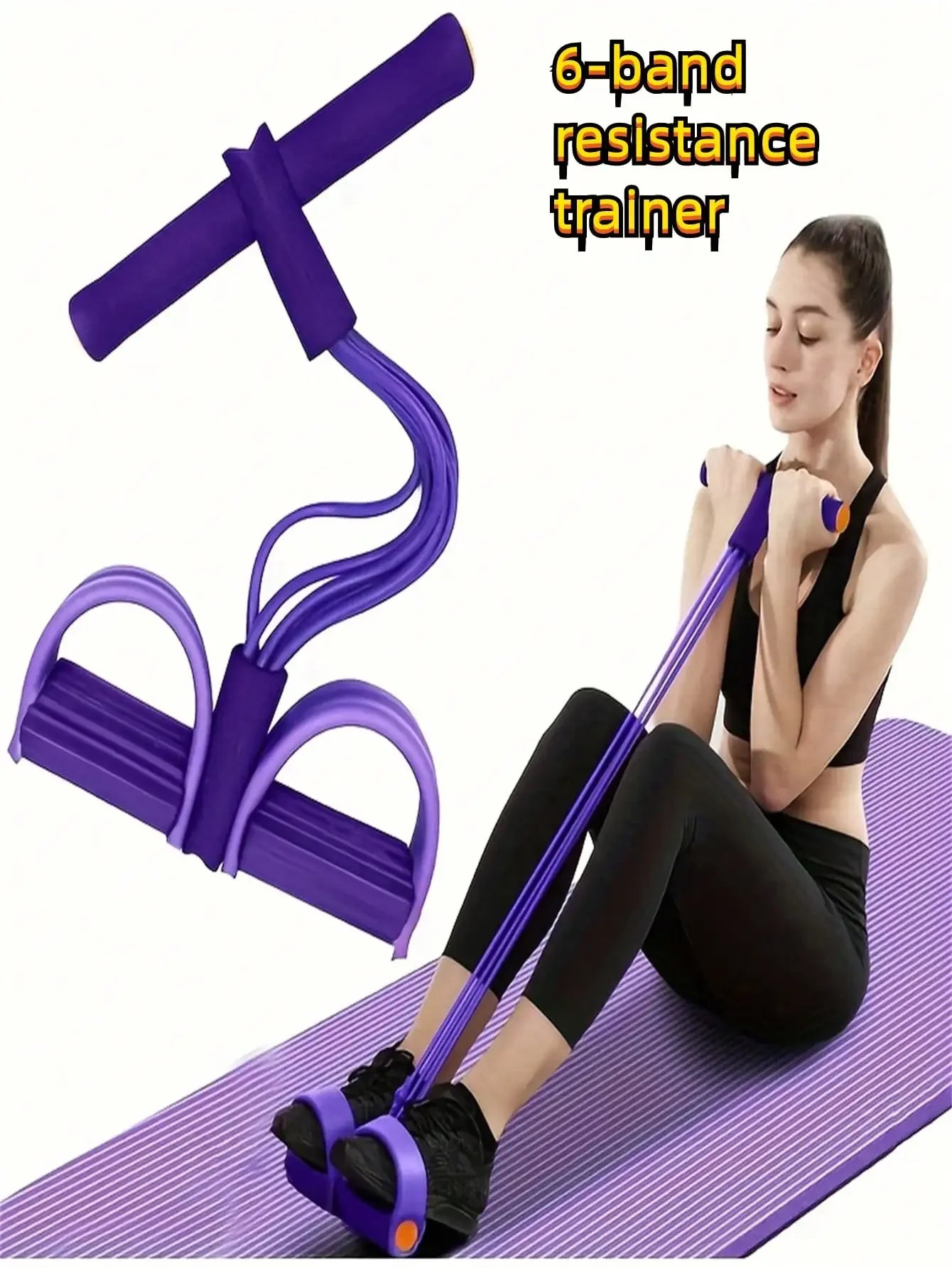 6-Tube Elastic Yoga Stretch Resistance Band, Fitness Resistance Bands - Suitable For Abdominal/Waist/Arm/Leg Stretching And Shaping Exercises, Durable And Portable, Suitable For All Fitness Levels, Core Training